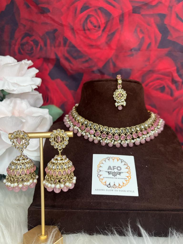 TRADITIONAL PINK KUNDAL SET