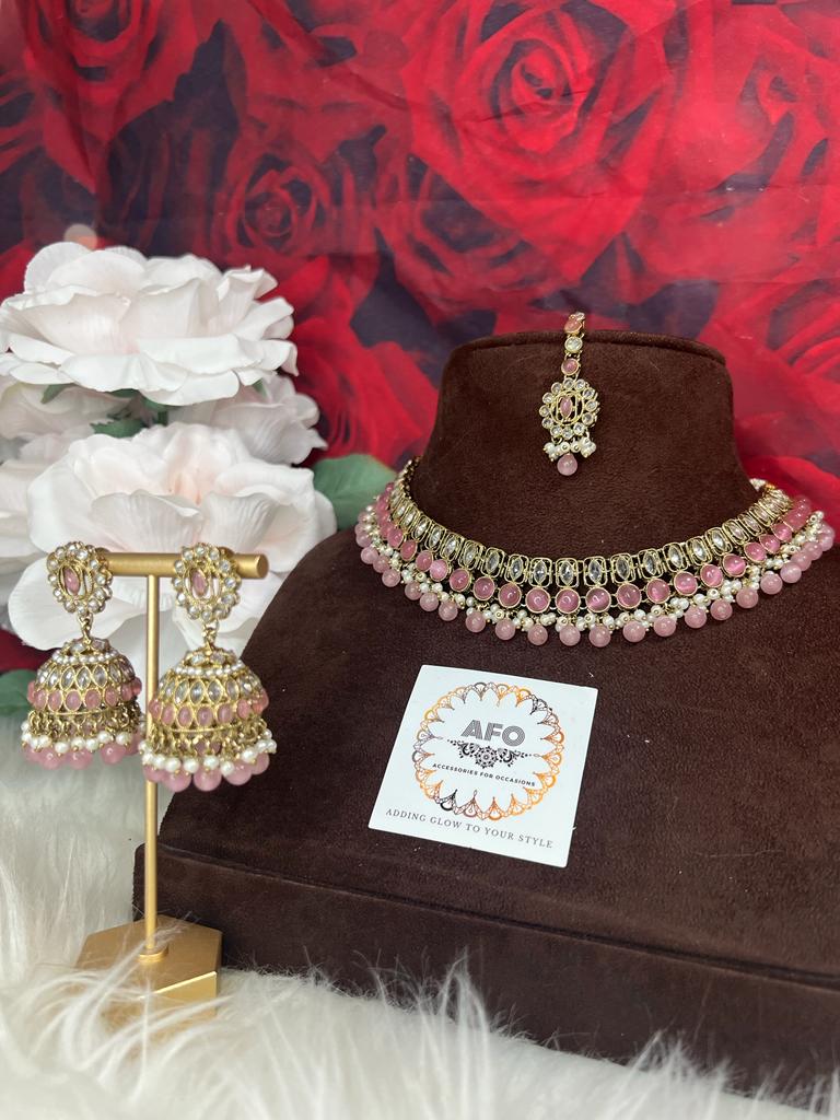 TRADITIONAL PINK KUNDAL SET